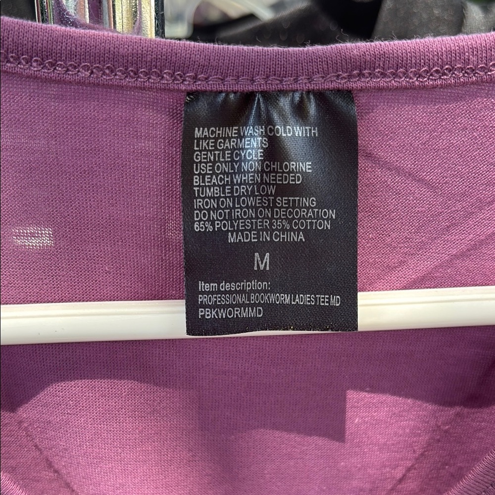 Purple V-Neck 'Professional Bookworm' Women's Top - Picture 3 of 4